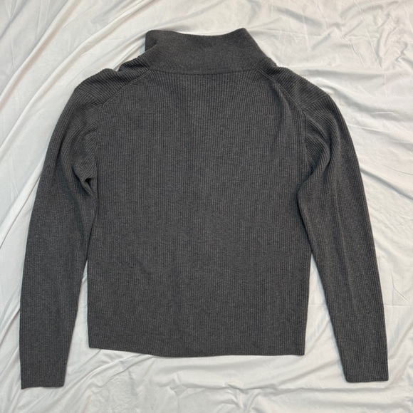 Saks Fifth Avenue Men’s Gray Merino Wool Blend Knit Zip-Up Sweater - Picture 2 of 6